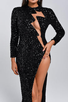 Rebeka Sequin Slit Maxi Dress - Bellabarnett