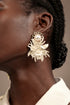 Ninamo Pearl Flowers Artificial Leather Earrings