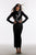 Hutuny Diamond Setting Long Sleeve Bandage Maxi Dress