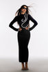 Hutuny Diamond Setting Long Sleeve Bandage Maxi Dress