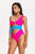 Tine Contrast Color One Shoulder Swimsuit