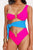 Tine Contrast Color One Shoulder Swimsuit