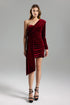 Faithe One Shoulder Pleated Velvet Dress