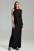 Priscilla Blackless One Sleeve Maxi Dress - Black