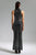 Spiral Diamante Turtleneck Mesh Maxi Dress - Black