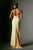 Ock Deep V Halter Satin Maxi Dress