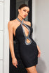 Michelle Halter Sleeveless Hollow Diamond Mini Dress