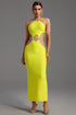 Juyce Halter Sleeveless Hollow Out Diamond Bandage Maxi Dress