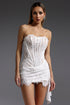 Rosel Asymmetric Lace Mini Dress - White