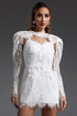 Hooded Puff Sleeve Lace Mini Dress