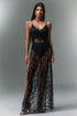 Panra Sleeveless Tassels Sequin Slit Maxi Dress