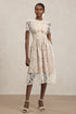 Lucille Short Sleeves Flowers Lace Midi Dress