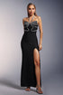 Hattie Halter High Slit Diamond Bandage Maxi Dress