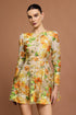 Maruja Round Neck Long Sleeves Flowers Mini Dress