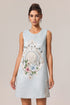 Vela Round Neck Sleeveless Embroidery Jacquard Mini Dress
