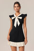 Nettie V-Neck Sleeveless Bowknot Dot Printed Folds Mini Dress