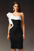 Ereen Sleeveless One Shoulder Flounce Bandage Mini Dress