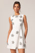 Eanna Round Neck Sleeveless Diamond Flowers Mini Dress