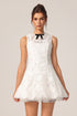Sergio Round Neck Sleeveless Flowers Lace Bowknot Mini Dress
