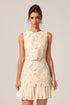 Tanisha Round Neck Sleeveless Flowers Lace Mini Dress