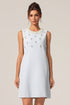 Xerca Round Neck Sleeveless Pearl Diamond Mini Dress