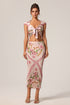 Francina Floral Printed Sleeveless Folds Bowknot Top And Skirt Two-Piece Set