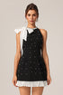 Gani Sleeveless Bowknot Pearl Mini Dress