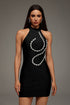 Georgiana Halter Sleeveless Diamond Bandage Mini Dress