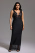 Janano Lace Deep V Maxi Dress - Black