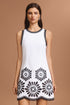 Mitra Round Neck Sleeveless Embroidery Flowers Mini Dress