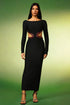 Irare Long Sleeves Off The Shoulder Diamond Hollow Out Bandage Maxi Dress