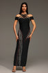 Ternan Sleeveless Diamond Hollow Out Bandage Maxi Dress