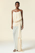 Tusare Sleeveless Folds Asymmetric Maxi Dress