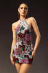 Polasa Halter Sleeveless Sequins Flower Mini Dress