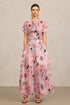 Sinai Short Sleeves Floral Printed Bowknot Maxi Dress
