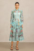 Yeney Lapel Long Sleeves Floral Printed Maxi Dress