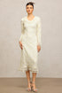 Nunaa V-Neck Long Sleeves Embroidery Lace Maxi Dress