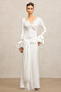 Xavier V-Neck Long Sleeves Lace Streamer Folds Maxi Dress