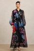 Farrah Lapel Long Sleeves Flowers Printed Maxi Dress