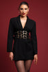 Mauris Classic Tailored Long Sleeve Metal Buckle Black Blazer Dress