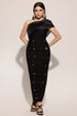 Ninon One Shoulder Sleeveless Diamond Bandage Maxi Dress