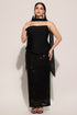 Kale Sleeveless Ribbon Sequins Bandage Maxi Two-Piece Set