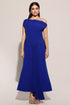 Paulina Oblique Shoulder Sleeveless Folds RoyalBlue Midi Dress