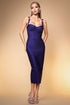 Ziriy Sleeveless V-Neck Bandage Dark Blue Maxi Dress