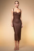 Ziriy Sleeveless V-Neck Bandage Brown Maxi Dress