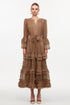 Hakula Resort Flowy Long Sleeve Falbala Lace Woven Maxi Dress