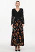 Erina Elegant Flowy Long Sleeve Lace Printed Woven Maxi Dress