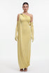 Dazie Elegant Contour One Shoulder Draped Knit Maxi Dress