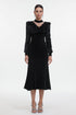 Jayden Chic Contour Long Sleeve V Neck Velvet Maxi Dress