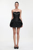 Millipin Romantic Tailored Strapless Rhinestone Floral Mini Dress